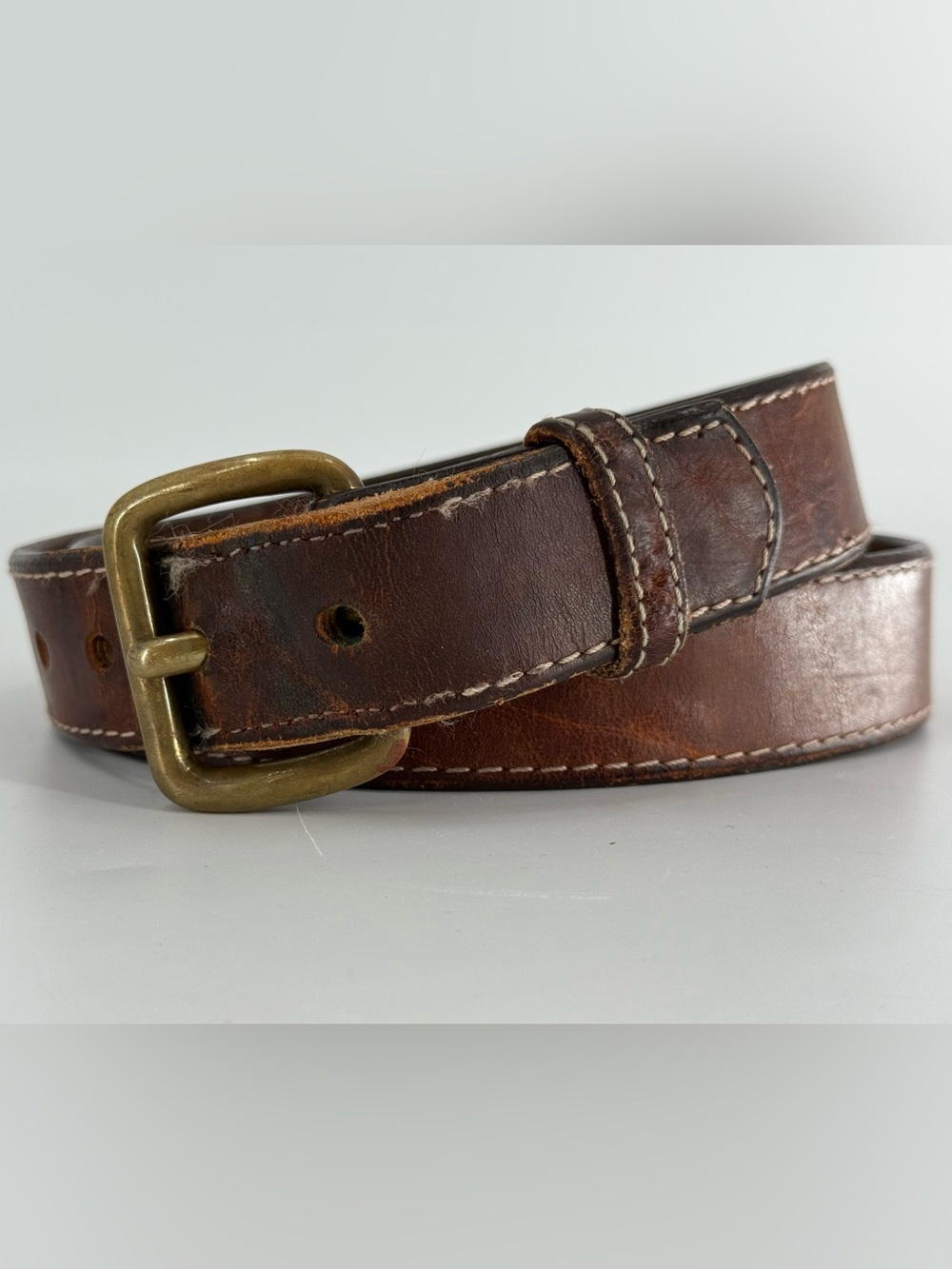 Vintage Brown Leather Belt 36